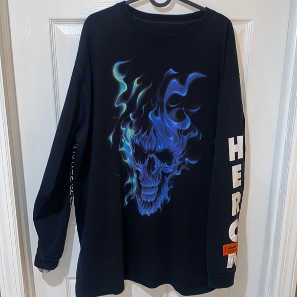 Heron Preston Flames Skull Long-sleeve Size XL - Picture 5 of 7